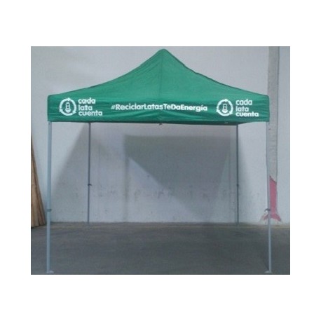 Carpa personalizada verde 3x3 (8 logos y texto)